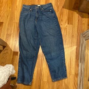 High waisted slightly cropped jeans